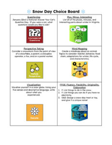 thumbnail of Snow Day Choice Board