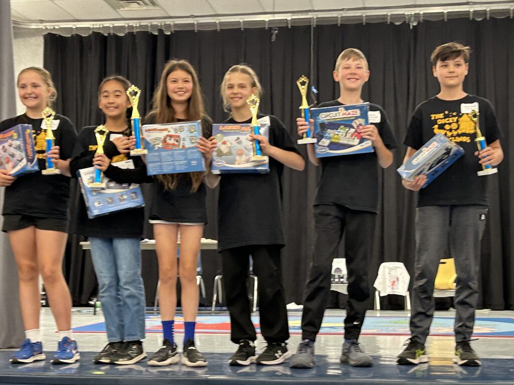 Math dice team with trophies