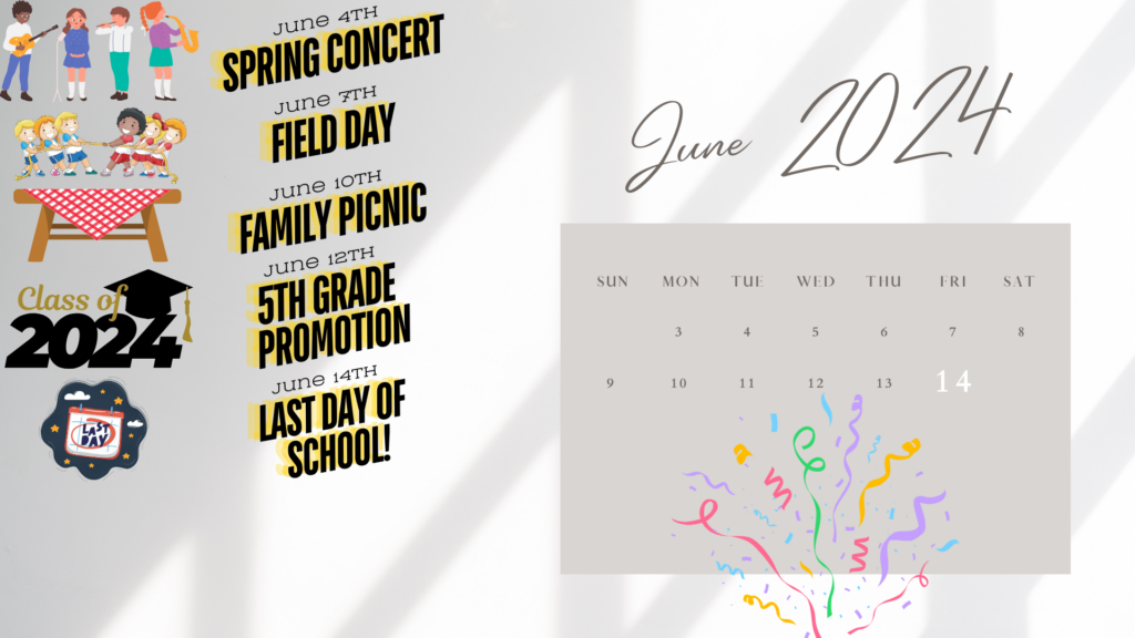 june calendar and list of events